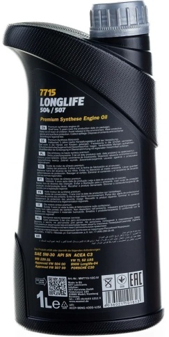 5W30 MANNOL LONGLIFE 504/507 C3  7715 1л  масло моторное фото 4
