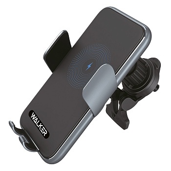 Автодержатель WALKER  CX-057  на воздуховод, с беспроводным ЗУ,  серо-голубой фото 1