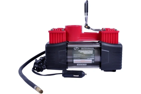 Компрессор двухцил. 85 л/мин в кейсе с набором для рем. колес, пневм. шланг AUTOVIRAZH AV-010890 фото 2