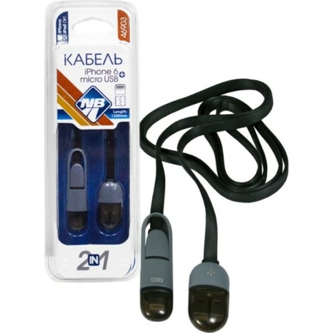 Кабель "Nova Bright" для зарядки  iPhone, Samsung (разъемы - Lightning +micro-USB) 46903 фото 1