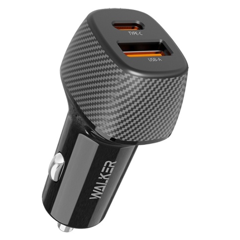 АЗУ WALKER WCR-35, 48Вт, USB/Type-C, поддержка QC+PD, черное (быстрый заряд) фото 1