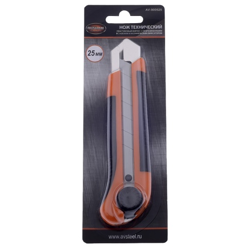 Нож с прорезиненной ручкой 25мм "AV Steel" AV-900525 фото 1