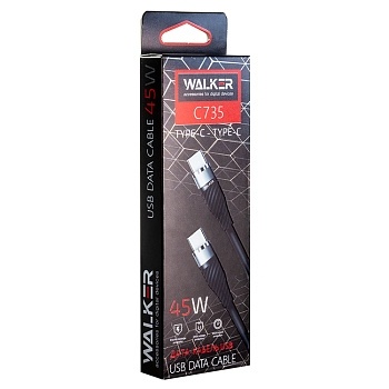 Кабель USB "WALKER" C735, 45W, Type-C-Type-C, поддержка PD, черный фото 1