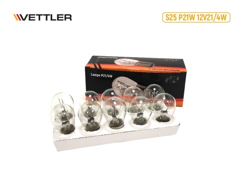 Лампа накал. P21/4W 12V BAZ15d VETTLER HD двухконт. смещ. цок. (в упак. 10 шт.) 17715 фото 1
