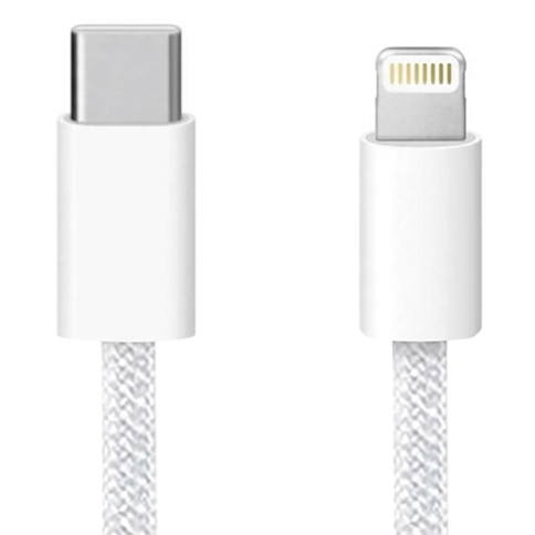 Кабель USB "WALKER" C860, (2 метра), 30W, Type-C-Lightning, поддержка PD, нейлон, белый фото 1