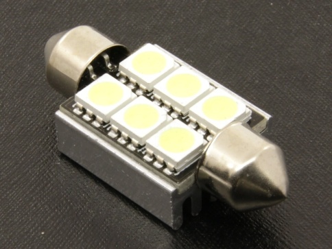 Лампа светодиод. T11 12V Lumen Alfa FT-5050-6SMD 36mm AlumCanbus (в упак. 10шт)  MLD-12VC5W-1163  фото 1