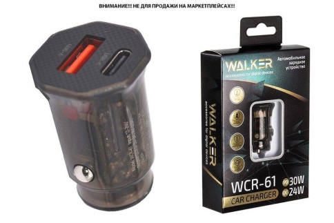 АЗУ WALKER WCR-61, 3А, 30Вт, USB/Type-C, поддержка QC+PD, черное (быстрый заряд) фото 3