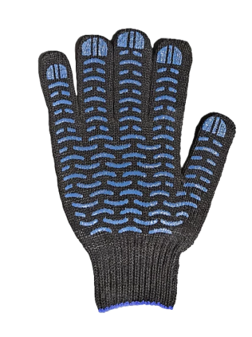 ПЕРЧАТКИ ПВХ-волна 6-нитка черные (код088) фото 1