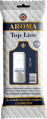 Салфетки влажные парфюмированные Top Line №39 "Carolina Herrera 212 VIP" муж. 30 шт. фото 1