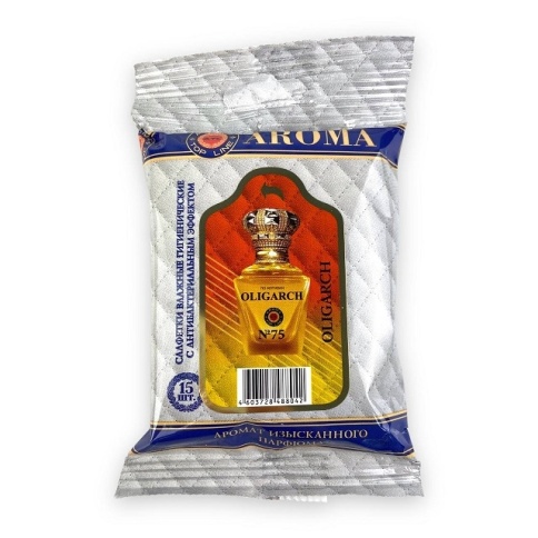 Салфетки влажные парфюмированные Top Line №75 "OLIGARCH " муж. 15 шт. фото 1