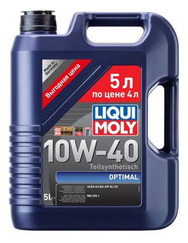 10W40 LIQUI MOLY OPTIMAL   П/С SL/CF; A3/B3 2287/3930 5Л масло моторное ЕС фото 1
