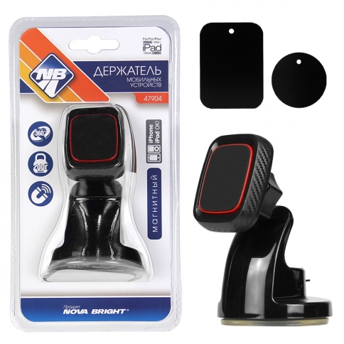 Держатель моб. устройств "Nova Bright" магнитный, на присоске с фиксатором 47904 фото 1
