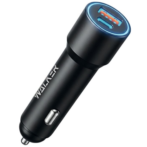 АЗУ WALKER WCR-24, 3А, 52Вт, USB/Type-C, поддержка QC+PD, подсветка, черное	(быстрый заряд)									 фото 1