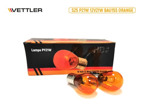 Лампа накал. PY21W 12V 21W BAU15s HuaDiao VETTLER одноконт.  смещ. цок. (в упак. 10 шт.) 17714 фото 1
