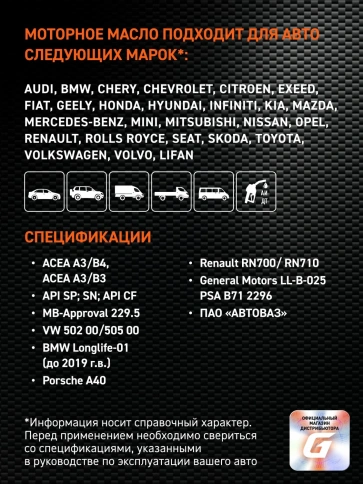 5w40  G-Energy  F Synth  масло (1л / 0,856 кг)   253140467 фото 4